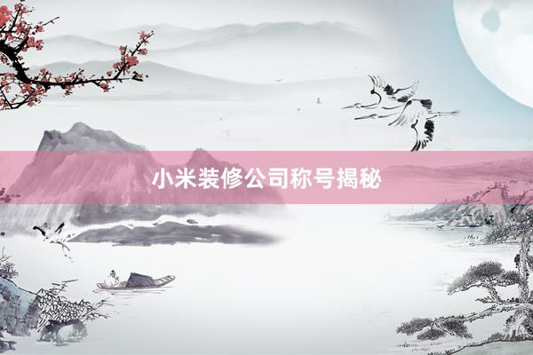 小米装修公司称号揭秘