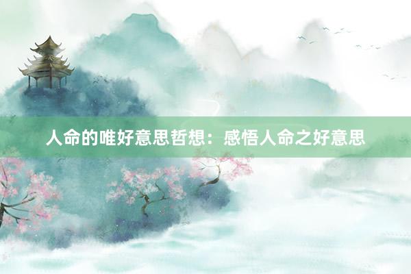 人命的唯好意思哲想：感悟人命之好意思
